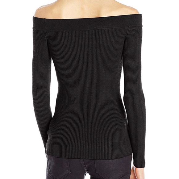 GUESS// black ribbed off shoulder sweater - Picture 2 of 4
